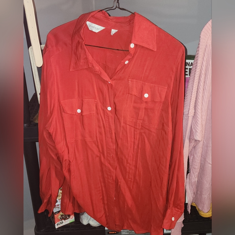 Avenue fall button down, rayon, rust brown sz 14-16